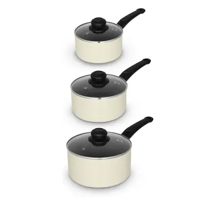 SWAN Townhouse 3 Piece Saucepan Set， Cream