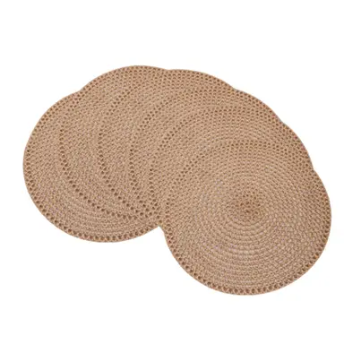 Lot de 6 Sets de Table Ronds Antidérapants 38cm en Jute Naturelle Marron – Résistants à la Chaleur et à l’Humidité, Dessous de Verre pour Table à Manger, Cuisine ou Décoration de Noël – Style Bohème Chic, Tissage de Haute Qualité, Idéal pour la Maison, les Restaurants, les Hôtels ou en Cadeau