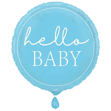 Unique Party Hello Baby Foil Balloon, Blue, 45cm