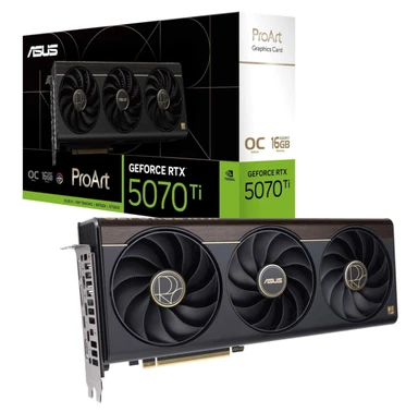 ASUS ProArt GeForce RTX 5070 Ti OC Edition 16GB GDDR7 Content Creation Grafikkarte (NVIDIA Blackwell,  2X DisplayPort 2.1b, PROART-RTX5070TI-O16G, DLSS 4, Gaming, 2,5-Slot, 1x USB Typ-C, 1x HDMI 2.1b,)
