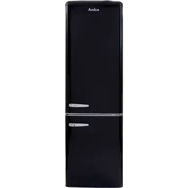 Amica FKR29653B/1 Retro 181cm Tall 70/30 Fridge Freezer, Black, E Rated