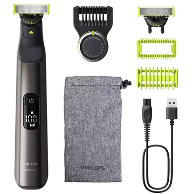 Philips QP6552/30 - Tondeuse de barbe OneBlade Pro 360 - Peigne réglable 20 en 1, lame 360 supplémentaire, utilisation visage et corps, pochette de voyage