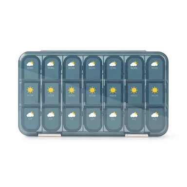 JORDAN&JUDY Portable Sealed Weekly Pill Organizer Large Capacity Pill Dispenser Pill Storage Box 21 Compartments-Blue, New Year Sale , Top gift picks
