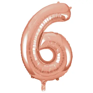 Unique Party Giant Number 6 Balloon, Rose Gold, 86cm