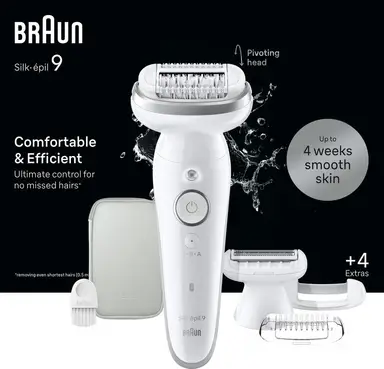 Braun Silk-épil 9 SES9-041 Vrouwen Epilator/Haarverwijderaar voor Langdurig Haarverwijderen Wit/Zilver