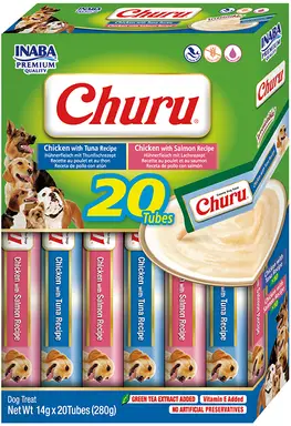 INABA Churu Hundefutter Mehrfachpack 2 Huhn-Meeresfrüchte-Sorten 20 Stücke