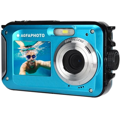 AgfaPhoto appareil photo numérique compact étanche 24 MP zoom numérique 16 x double écran bleu