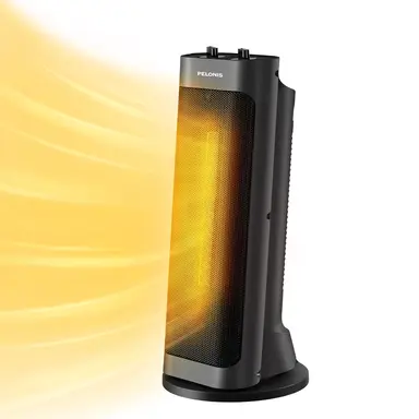 PELONIS Elektro-Keramik-Heizlüfter 2000 W – 4 Heizstufen, Thermostat, 70° Schwenk, 7° Neigung, 20% größere Abdeckung, Kippschutz und Überhitzungsschutz, tragbar