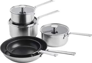Kitchen Aid 5-delig set Koekenpan 20cm Koekenpan 28cm Steelpan 16cm Steelpan 18cm Steelpan 20cm