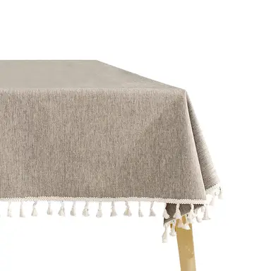 Ablecloth  Washable Linen Cotton Tablecloth Wrinkle-Free Dustproof with Tassels for Kitchen, Dining Table, Coffee Table, Garden Table，120*170cm