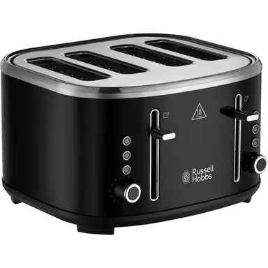Russell Hobbs Stylevia 4 Slice Toaster, Extra-Wide Slots, 1670 W, Black - 26292