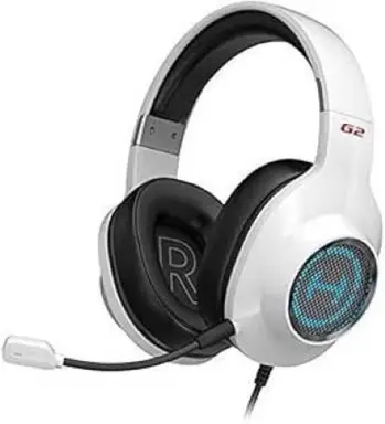 Edifier G2II Casque gaming filaire pour PC et PS4 avec son surround 7.1 et microphone à réduction de bruit, éclairage RGB, haut-parleurs 50 mm - Blanc