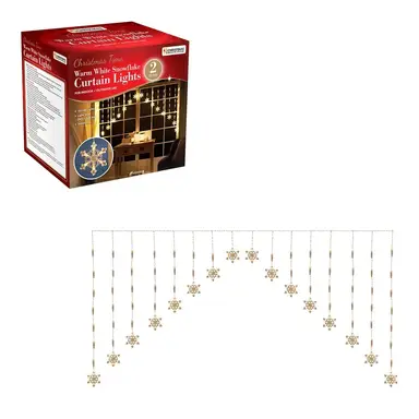 Christmas Workshop 2x0.8M Inverted V Snowflake Curtain Light