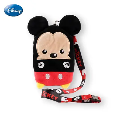 1pc Disney Mickey Mouse Plush Lanyard Pouch Officially Licensed Cute Cartoon Movies Anime Peripheral Soft Plush Hanging Storage Bag Accessory Gift for Phone