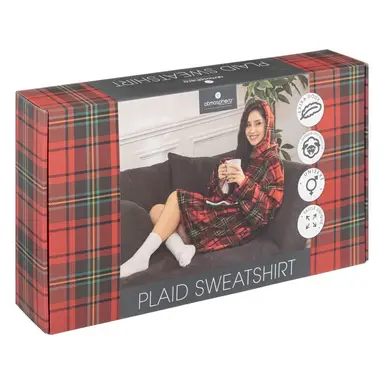 Atmosphera Hoodie Blanket Red Tartan