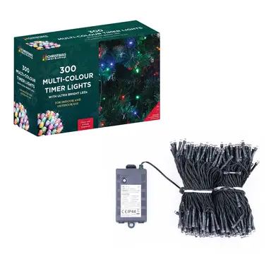 Christmas Workshop 300 LED Battery Operated Timer Light - Multi Colour