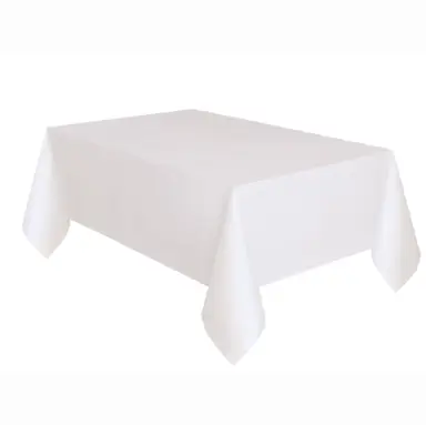 Unique Plastic Table Cover, White, 1.37 x 2.74m