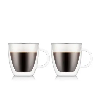 BODUM BISTRO Pack of 2 - 150ml - Espresso Cup Set - Double Walled Thermo Glasses