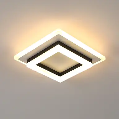 Goeco quadratische LED-Deckenleuchte 24W 2700LM Schwarz 6500K Kaltweiß für Flur Schlafzimmer Badezimmer Küche Wohnzimmer