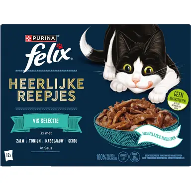 Felix heerlijke reepjes vis in saus natvoer voor katten