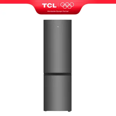 TCL Kühl-Gefrierkombination 260L, Kühlvolumen 187 l, Gefriervolumen 73 l, kompakte Größe 55 cm, Frischezone, Wechseltür, höhenverstellbare Füße [Energieeffizienzklasse E] RF338BSE0