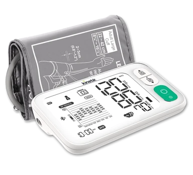 Kinetik Wellbeing Smart Blood Pressure Monitor – Bluetooth Sync, Universal Cuff 22-42 cm, 2-User/199 Memory, Irregular Heart-Beat Detection – Model TMB-2296-B