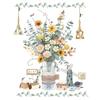 Sunflower Wall Stickers, 3D Yellow Flower Wall Decals, Easy Peel and Stick Wallpaper, DIY Removable Wall Art Mural for Bathroom, Bedroom, Nursery, TV Shower Door Home Decor,Bouquet stickers