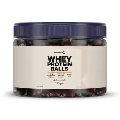 Body&Fit eiwitballetjes met whey-eiwit, pure chocolade, 250 g