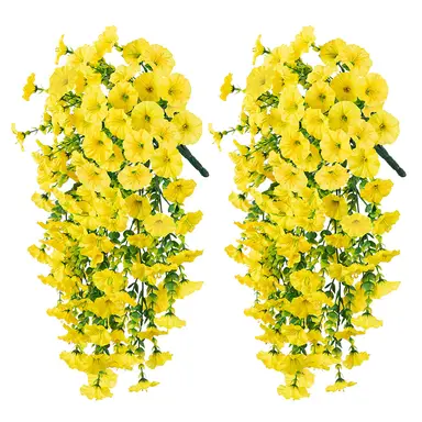 4Pcs 29.52in/75cm
Artificial Fake Hanging Flowers Plants for Outdoor Indoor Spring Summer Decoration Faux Silk Realistic Morning Glory Trailing Vines Hanging Plants for Home Porch Patio Balcony Deco(yellow)