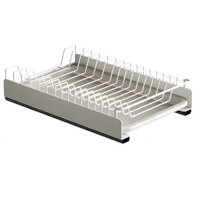 Vivreal Pull-out Dish Rack for Kitchen Cabinets – Carbon Steel with Baking Finish, Smooth Sliding Rail, Drain Tray, Heavy-duty Design, S3825W