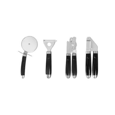 Good Food by Tower 4 Piece Gadget Set, Stainless Steel, Black