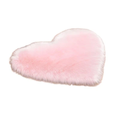 Soft Faux Wool Heart Shaped Rug, 70x80cm Plush Shaggy Accent Mat, Cute Non-Slip Throw Carpet for Girls Room, Nursery, Bedroom Decor (Pink)