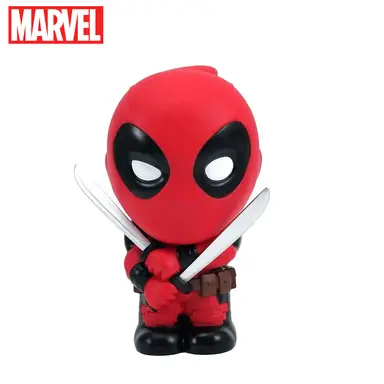 1pc Marvel Deadpool Piggy Bank Officially Licensed Cute Chibi 3D PVC Stereo Figurine Money Box Coin Bank Waterproof Shatterproof Collectible Desktop Organizer Home Decor Savings Jar