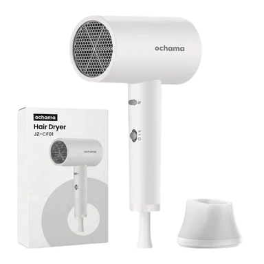 ochama Ultra-Light Hair Dryer, 3 Speed Settings, 1800W Powerful, 20,000 RPM, Only 450g, Low Noise, Negative Ions for Fast Drying & Hair Care, Nozzle Included