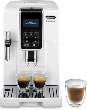 De'Longhi DINAMICA ECAM 350.35.W - Vollautomatische Kaffeemaschine, 1.8 l, weiß – (freistehend, Maschine Espresso Kaffeemaschine, weiß, LCD-Display, 1,8 l)