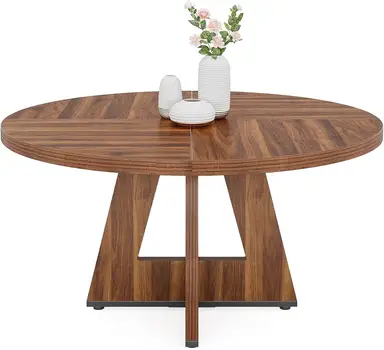 Tribesigns Runder Holz-Esstisch für Landhaus