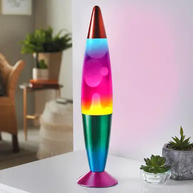 GLOBAL GIZMOS Lava Lamp Rocket Rainbow Multicolour