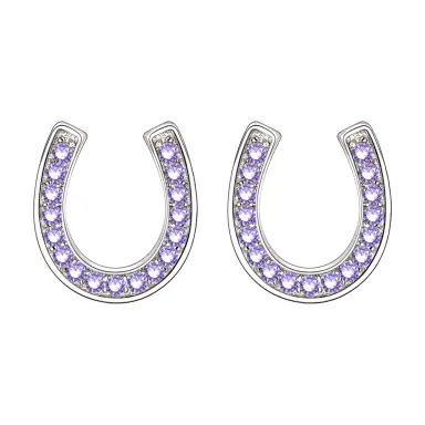 Ever Faith Purple Cubic Zirconia Lucky Horseshoe Stud Earrings