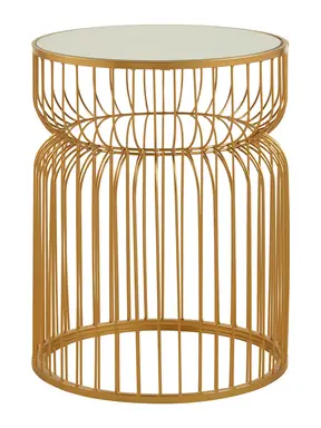 Interiors by Premier Side Table Avantis Round Gold Finish/Mirror Top