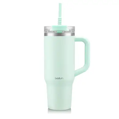 Bodum Travel Mug Tumbler 1.2L with straw, Handle and Lid - Creamy Mint