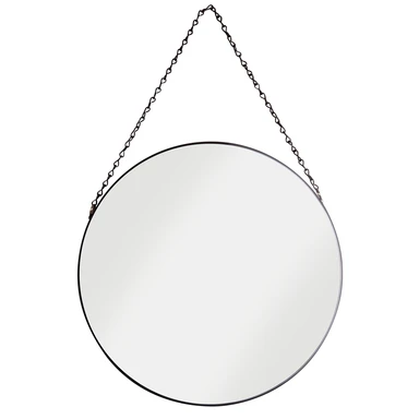 Croydex Mirror Round Chain Hung Black D:38.2cm