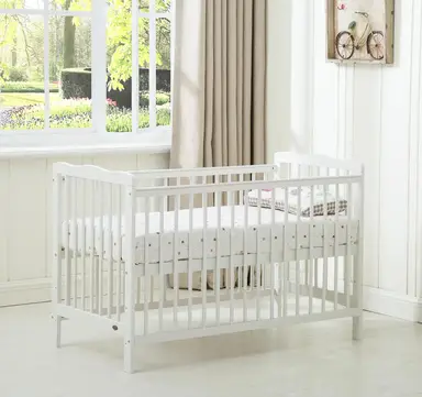 MCC Brooklyn Baby Cot Crib with Water-Repellent Mattress (Cream White)