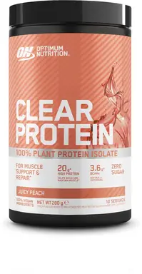 Optimum Nutrition clear protein 100% plantaardig eiwitisolaat sappige perzik 280 g (10 porties)