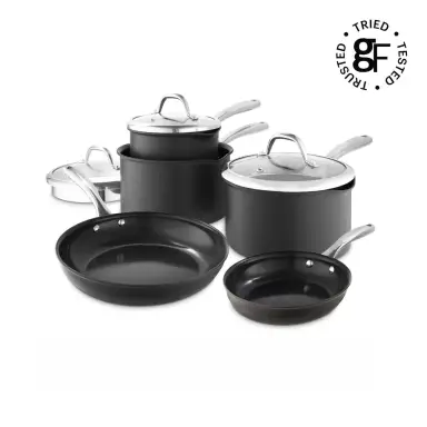 Good Food by Tower Hard Anodised 5 Piece Cookware Set with Lids, Induction Compatible, Grey