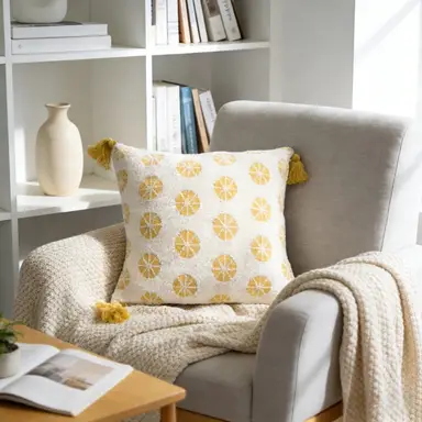 MEROPE, Sherpa Acrylic Knit Cushion cover,50x50cm, yellow, 1pack