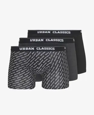 Urban Classics Boxerbroekjes 3-pack - Ondergoed/onderbroeken - AOP-logo - zwart/koolgrijs - maat L