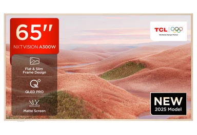 TCL NXTVISION A300W-UK 65” 4K QLED PRO HDR Smart TV, 4K Ultra HD, Google TV with 144Hz Motion Clarity Pro