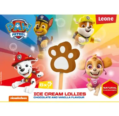 Pat' Patrouille Bâtonnets de glace vanille enrobage chocolat - 6 x 270 g