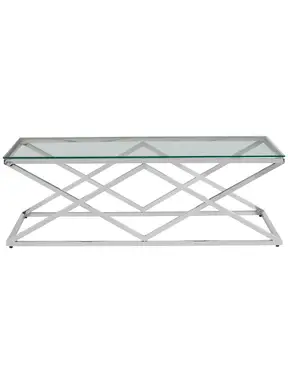 Interiors by Premier Coffee Table Allure Prism Rectangle Silver Finish/Glass
