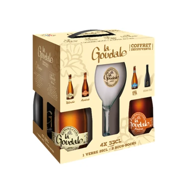 LA GOUDALE Coffret découverte 4 bouteilles 33 cl + 1 verre + 2 sous-bocks